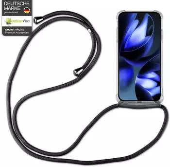 Betterfon Handykette für Google Pixel 9A Serie Handyhülle mit Band Hülle Kordel Bumper in Schwarz