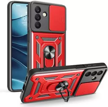 Betterfon Outdoor Panzer Hülle für Samsung Galaxy A26 mit Kameraschutz Ringhalter Bumper in Rot