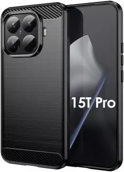Betterfon Carbon Hülle für xiaomi 15T Pro Handyhülle Bumper Case Cover Handy Tasche TPU in Schwarz
