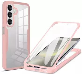 Betterfon 360° Hülle für Samsung A16, 360 Grad Handyhülle mit Integriertem Displayschutz in Rosa