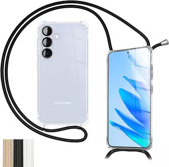 NALIA Smartphone-Hülle Samsung Galaxy S25 FE, Hülle zum Umhängen / 160cm Handykette / MultiWear Band / Fallschutz, Mondweiß