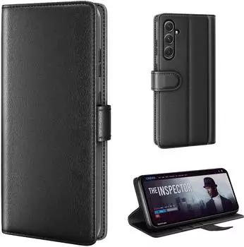 Tec-Expert Echtleder Handyh&uuml;lle f&uuml;r Samsung Galaxy A17 / A17 5G Lederh&uuml;lle Cover Case Tasche Klapph&uuml;lle Fliph&uuml;lle Leder H&uuml;lle Schwarz