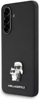 Karl Lagerfeld PU Saffiano Metal Karl and Choupette Back Cover für das Samsung Galaxy A36 Black