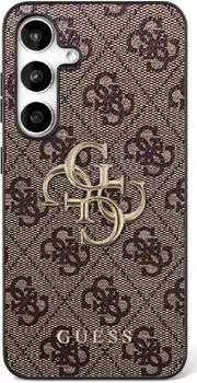 Guess PU 4G Metall Logo Rückseiten-Hülle für Samsung Galaxy S25 FE Braun