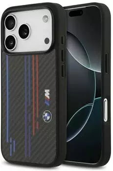 BMW M Kevlar Premium Schutzhülle mit M Streifen kompatibel mit iPhone 17 Pro Schwarz