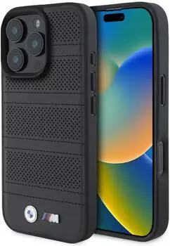 BMW Apple iPhone 16 Pro Hardcase Perforated Stitched Line MagSafe