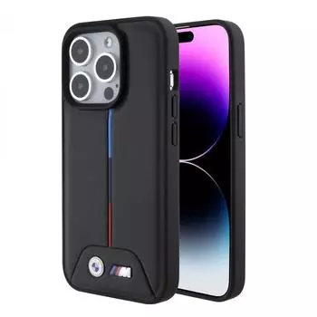 BMW Gesteppte Tricolor iPhone 15 Pro Hülle Schwarz
