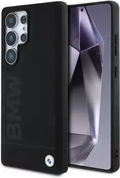 BMW Lederh&uuml;lle gro&szlig;em Wortmark Samsung Galaxy S25 Ultra, Schwarz