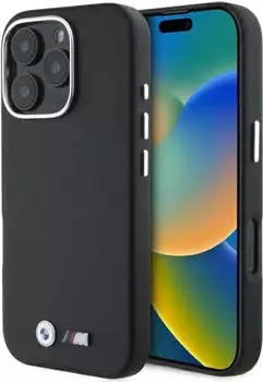 BMW M Smooth Full Wrapped Metal Handyh&uuml;lle kompatibel mit iPhone 16 Pro Schwarz