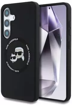 Karl Lagerfeld Liquid Silicone K&CH Heads MagSafe Back Cover für Samsung Galaxy S25 Black