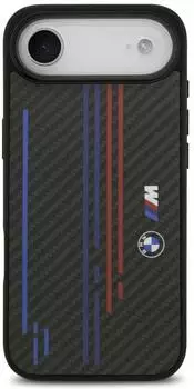 BMW M Kevlar Carbon Design Case Handyhülle mit Logo kompatibel mit iPhone Air Schwarz