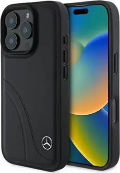BMW Mercedes Apple iPhone 16 Pro Max Curved Stitches Leather Schutzhülle
