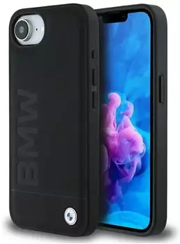 BMW Leder Hot Stamp iPhone 16e Hülle Schwarz