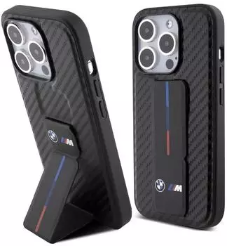 BMW Apple iPhone 15 Pro Carbon Hardcase Schutzhülle mit Stand Schwarz