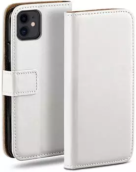 moex Book Case kompatibel mit Apple iPhone 11 - Hülle 360 Grad klappbar Weiß