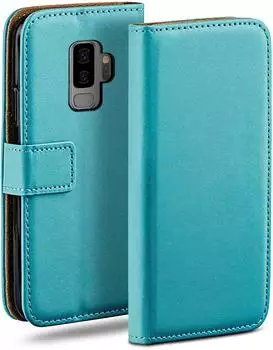 moex Book Case kompatibel mit Samsung Galaxy S9 Plus - Hülle 360 Grad klappbar Türkis