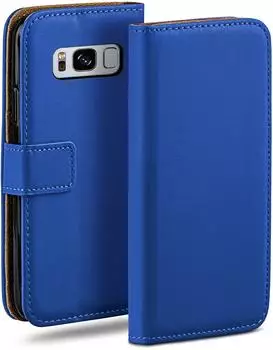 moex Book Case kompatibel mit Samsung Galaxy S8 Plus - Hülle 360 Grad klappbar Blau