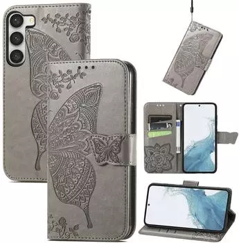 König Design Hülle kompatibel mit Samsung Galaxy S23 Kunstleder Handyhülle Handy Case Grau