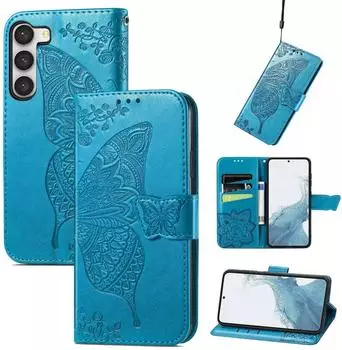 König Design Hülle kompatibel mit Samsung Galaxy S23 Ultra Kunstleder Handyhülle Handy Case Blau