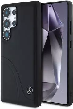 CG Mobile Hülle Galaxy S25 Ultra Mercedes Echtleder schwarz Streifen Logo Stern
