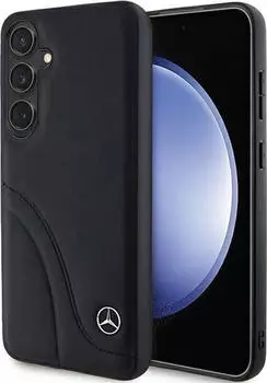CG Mobile Handyhülle Case Galaxy S24 Mercedes Echtleder schwarz Stern Logo