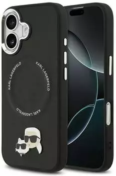 CG Mobile Hülle iPhone 17 Karl Lagerfeld MagSafe Kunstleder Metall Pin schwarz