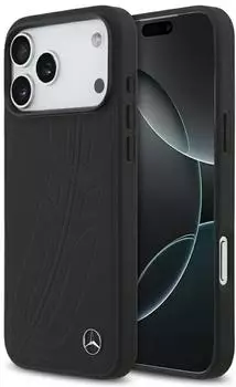 CG Mobile Hülle Mercedes MagSafe iPhone 17 Pro Max Echtleder schwarz Logo Stern Metall