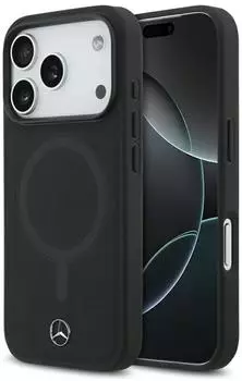 CG Mobile Hülle iPhone 17 Pro Mercedes Echtleder schwarz Logo Metall MagSafe