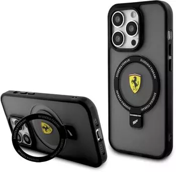 CG Mobile Hülle Case iPhone 15 Pro Ferrari aufstellbar Magsafe kompatibel Logo Matt hell