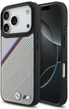 CG Mobile Hülle Case iPhone 17 Pro BMW MagSafe Kunstleder grau Tricolor Logo Metall
