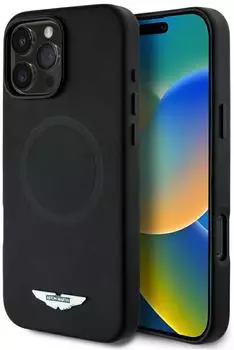 CG Mobile Hülle iPhone 16 Pro Max Aston Martin MagSafe Silikon schwarz Logo Metall