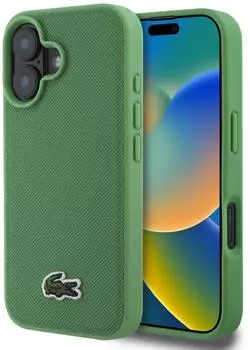 Lacoste Hülle Iconic Petit Pique MagSafe Apple iPhone 16 Grün