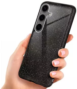 ONEFLOW H&uuml;lle Samsung Galaxy S24 Glitzer Schwarz 3in1 Silikon Sto&szlig;fest D&uuml;nn
