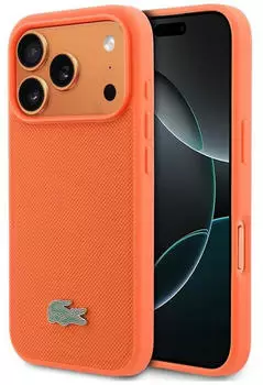 Lacoste Hülle Petit Pique Lacquer Logo MagSafe Apple iPhone 17 Pro Orange