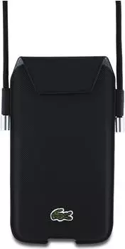 Lacoste Hülle Universal Phone Sleeve Crossbody Petit Pique Apple iPhone 15 Pro Max Samsung Galaxy S24 Ultra Schwarz