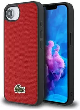 Lacoste Hülle Iconic Petit Pique Woven Logo MagSafe Apple iPhone 16e 17e Rot