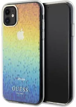 Guess Hülle iPhone 11 XR IML Faceted Mirror Disco Iridescent Mehrfarbig