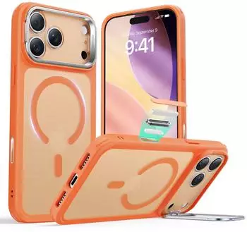 ESR Hülle Classic Hybrid Magnetic Case Camera Control Stash Stand für Apple iPhone 17 Pro Orange