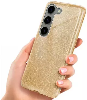 ONEFLOW H&uuml;lle Samsung Galaxy S23 Glitzer Gold 3in1 Silikon Sto&szlig;fest D&uuml;nn