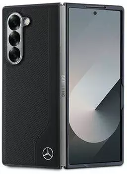 Mercedes-Benz H&uuml;lle Leather Wood Imitation MagSafe Samsung Galaxy Z Fold6 Schwarz
