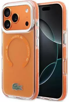 Lacoste Hülle Shockproof Transparent Frosted MagSafe Apple iPhone 17 Pro Max Orange Transparent