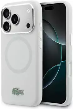 Lacoste Hülle Metal Edges Logo MagSafe Apple iPhone 17 Pro Grau
