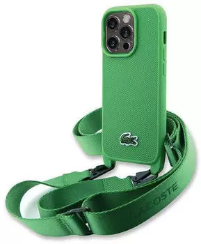 Lacoste Hülle iPhone 15 Pro Max Iconic Petit Pique Crossbody Grün