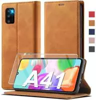 Samsung Galaxy A41 Handyh&uuml;lle Leder Wallet Schutzh&uuml;lle + Schutzfolie