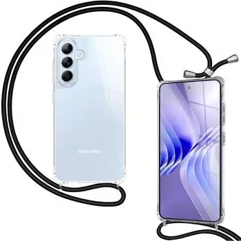 NALIA Hülle Samsung Galaxy S26 HANGIT PRO Umhängehülle Transparent 160cm Band Anti Gelb Mitternacht Schwarz