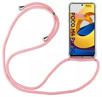 Betterfon Hülle Poco M4 Pro 5G Handykette mit Kordel Rosa