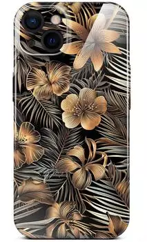 ONEFLOW H&uuml;lle Apple iPhone 13 Flower Cover Exotic Glow Gold Schwarz Blumen