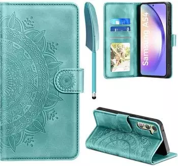 LuxusKollektion Galaxy A54 5G Flip Wallet Case mit Standfunktion und Kartenfach, grün