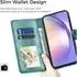 LuxusKollektion Galaxy A54 5G Flip Wallet Case mit Standfunktion und Kartenfach, grün