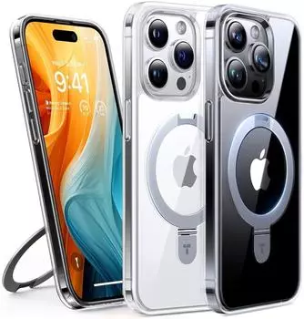 LuxusKollektion Ostand iPhone 15 Pro Max Hülle MagSafe, transparent, militärischer Schutz